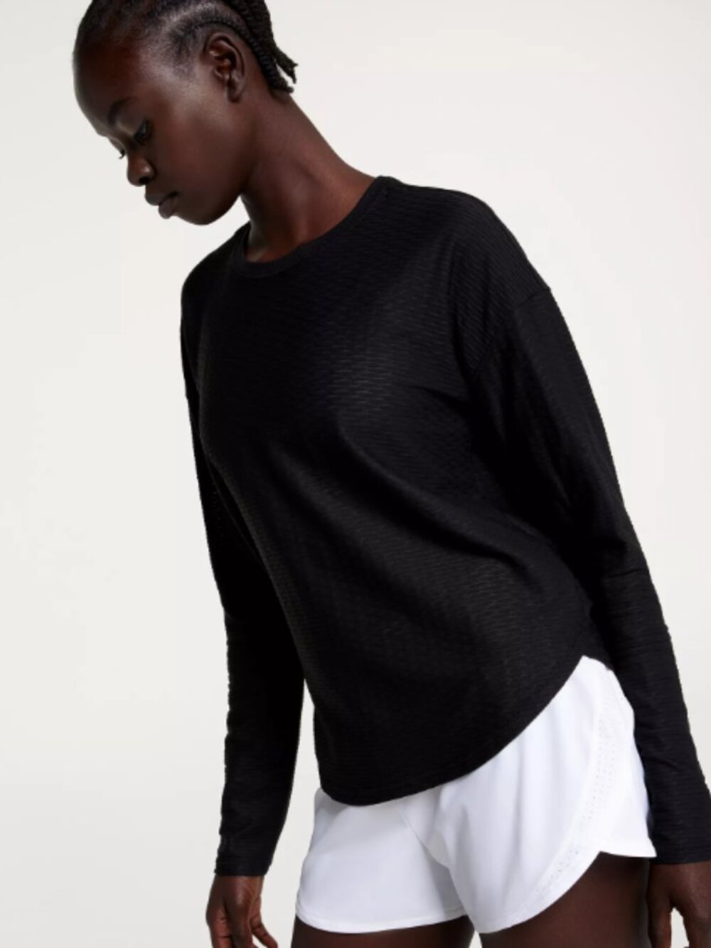 CALIA Women's Renew Twisted Mesh Long Sleeve Tee Medium Black